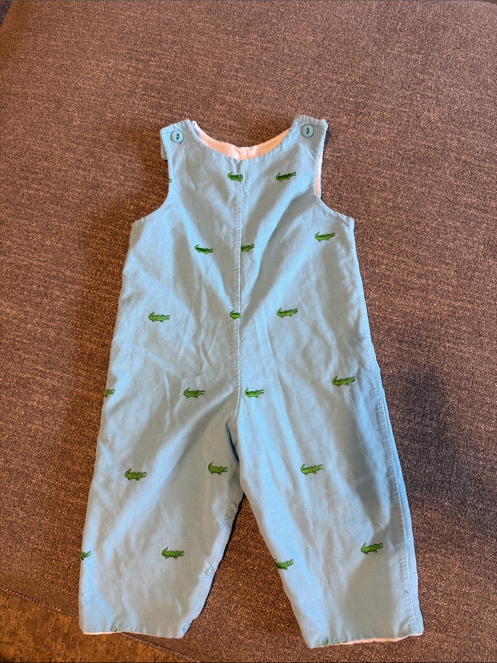 Light Blue Jon Jon with Green Crocodile Embroidery